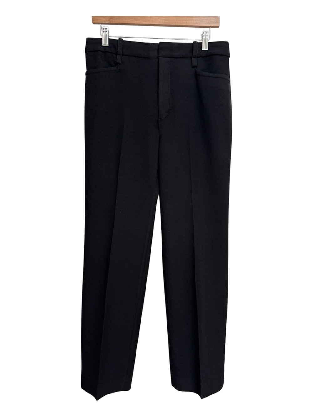 Banana Republic High Rise Straight Leg Italian Wool Pants Women 8 Long Black